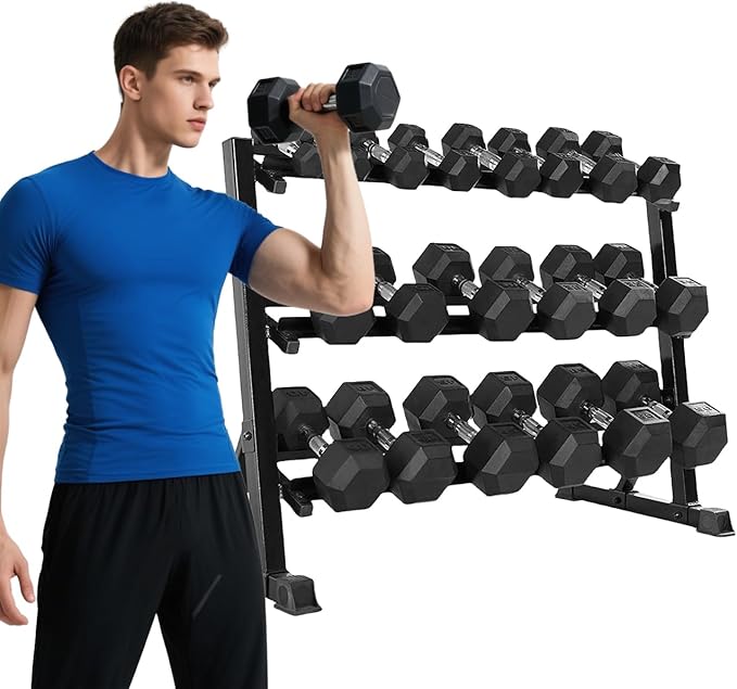 550LB 450LB 350LB Dumbbell Set with Rack Rubber Hex Weights for Home Gym Durable Construction Convenient Storage Space Saving Design Complete Weight Set Barbell Coated for Exercise Training