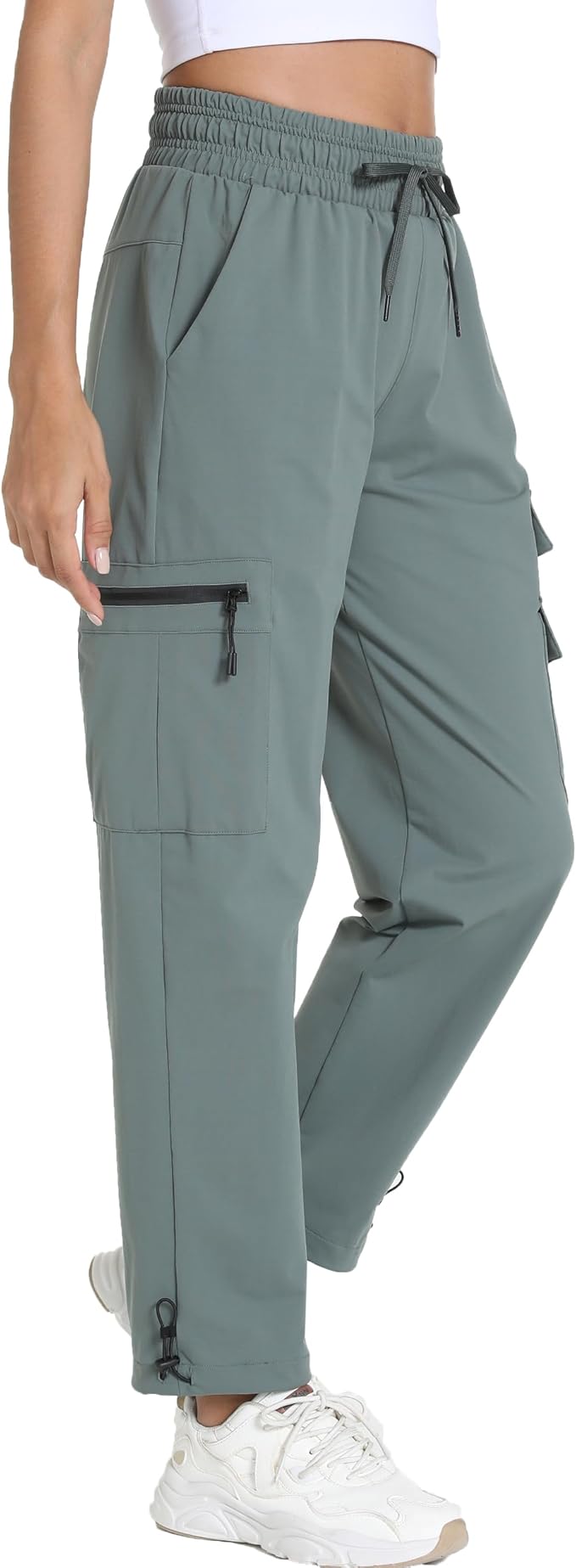 Women's Lightweight Hiking Joggers with Pockets - Water Resistant Cargo Pants for Outdoor Workouts Camping