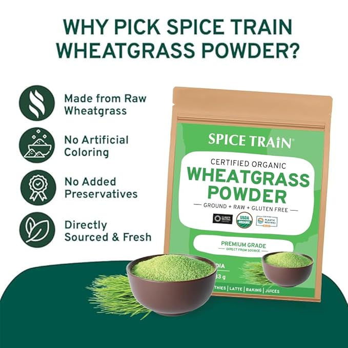 HANDPICK USDA Organic Wheatgrass Powder (10oz) Rich Green Powder - Lab Tested | 100% Whole Leaf | Gluten Free, Non-GMO | No Sugar, No Artificial Ingredients | Resealable Ziplock Pouch