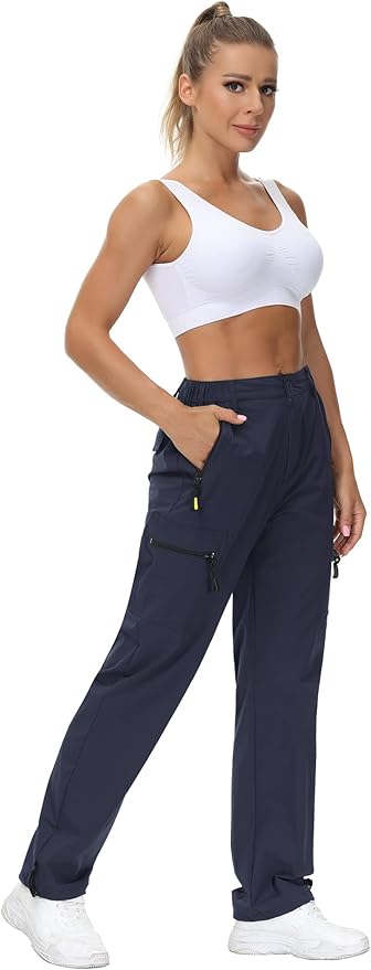 VVK Women's Hiking Cargo Pants Lightweight Quick Dry Outdoor Athletic Pants Camping Climbing Golf Zipper Pockets