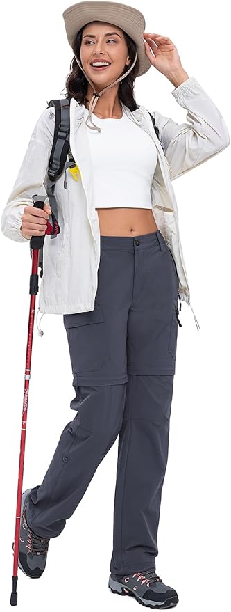 Cycorld Women's-Hiking-Pants-Convertible Quick-Dry-Stretch-Lightweight Zip-Off Outdoor Pants with 5 Deep Pockets