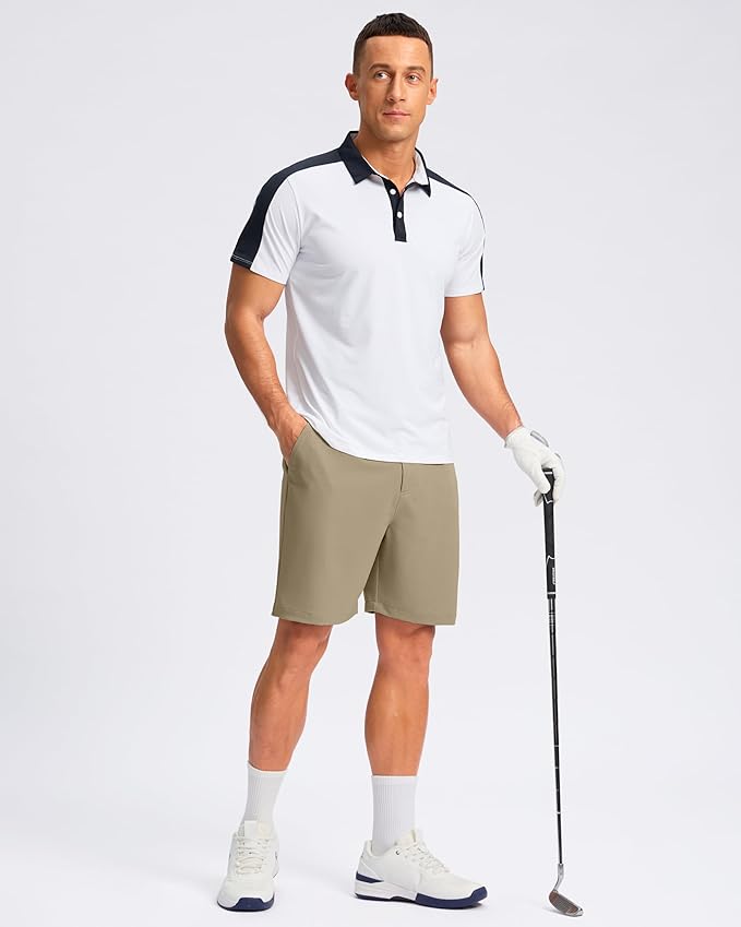 Pudolla Men's Casual Shorts 7"/9" Lightweight Golf Shorts with 3 Pockets Stretch Quick Dry Comfy Work Shorts