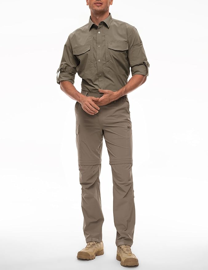 Wespornow Men's-Convertible-Hiking-Pants Quick Dry Lightweight Zip Off Breathable Cargo Pants for Outdoor, Fishing, Safari