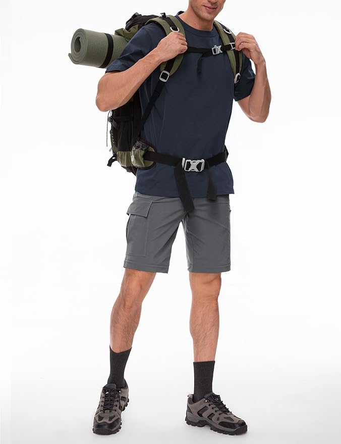 Wespornow Men's-Convertible-Hiking-Pants Quick Dry Lightweight Zip Off Breathable Cargo Pants for Outdoor, Fishing, Safari
