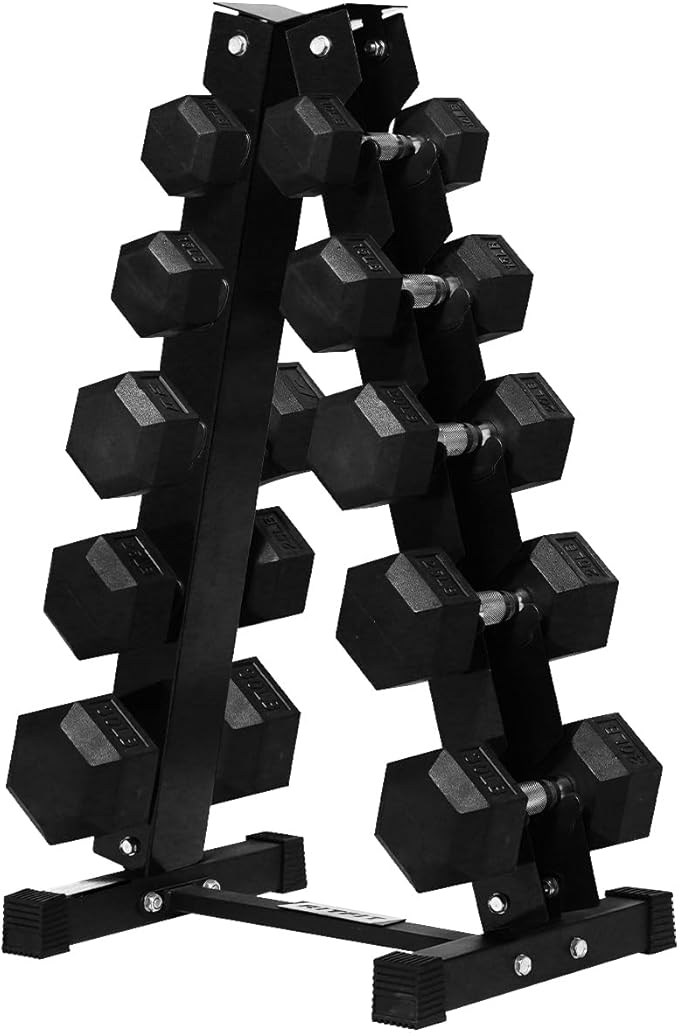 RITFIT 300/350/450/650/180/200/210 LB Rubber Hex Dumbbells Set with Optional Dumbbell Rack, Multi Weight Set to Choose, Ideal for Home Gym and Fitness
