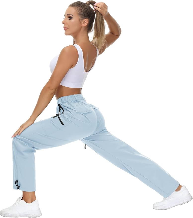 VVK Women's Hiking Cargo Pants Lightweight Quick Dry Outdoor Athletic Pants Camping Climbing Golf Zipper Pockets