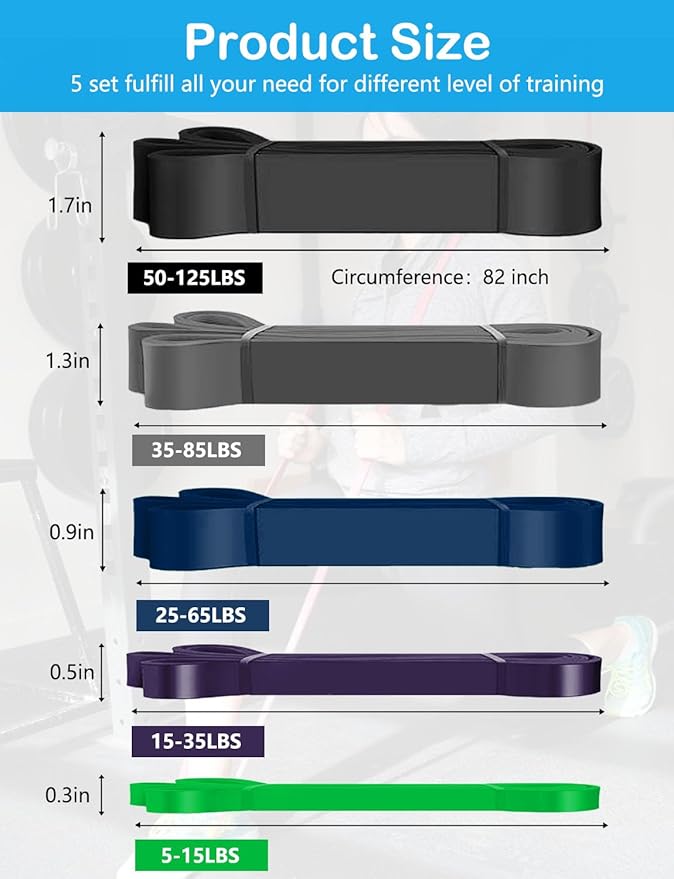 Pull Up Bands, Resistance Bands, Pull Up Assistance Bands Set for Men & Women, Exercise Workout Bands for Working Out, Body Stretching, Physical Therapy, Muscle Training
