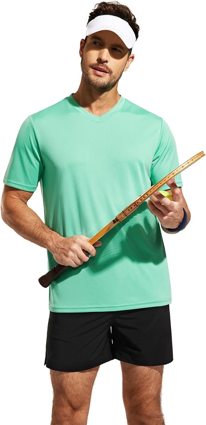 MIER Men's Quick Dry Workout Shirts Moisture Wicking Running Athletic Performance T-Shirts Recycled Polyester Top Tee