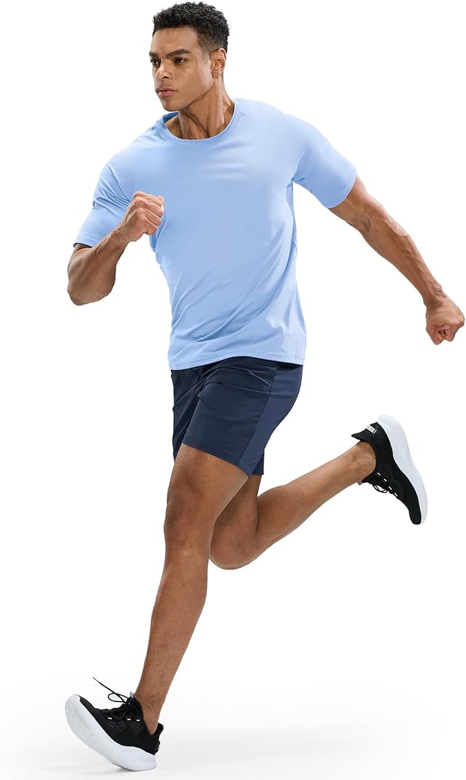 MIER Men's Dry Fit Workout T-Shirts Athletic Running Tee Short Sleeve Crew Neck Gym Tops, Polyester, Moisture Wicking