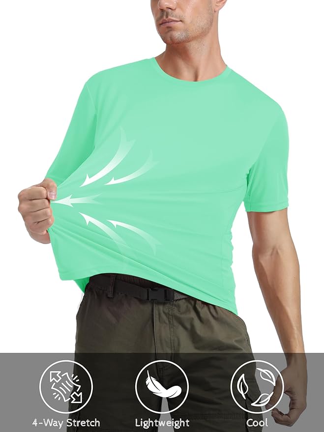 MAGCOMSEN Men's Short Sleeve UPF 50+ T-Shirt Quick Dry Rash Guard Athletic Running Swim Top Tee Performance Water Shirts