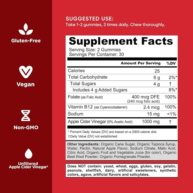 Goli Apple Cider Vinegar Gummy Vitamins - 300 Count - Vitamin B12, Gelatin-Free, Gluten-Free, Vegan & Non-GMO