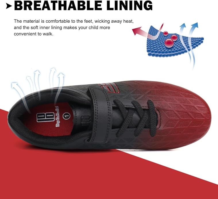 brooman Kids Firm Ground Soccer Cleats Boys Girls Athletic Outdoor Football Shoes