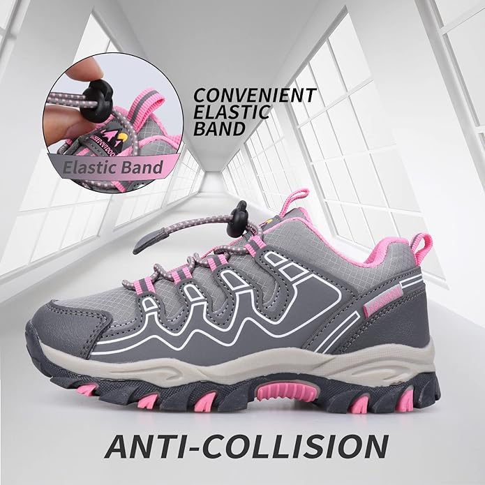 Boys Girls Hiking Trail Shoes Waterproof Slip Resistant Outdoor Trekking Walking Running Sneakers(Little/Big Kids)