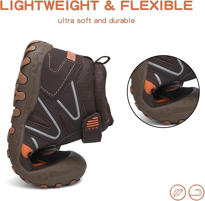 Mishansha Kids Water Resistant Hiking Boots, Boys Girls Anti Collision Anti-Skid Athletic Outdoor Adventure Trekking Shoes