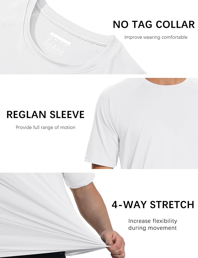MAGCOMSEN Men's Short Sleeve UPF 50+ Sun Protection Shirts Quick Dry Athletic T-Shirt Hiking Running Swimming Rash Guard