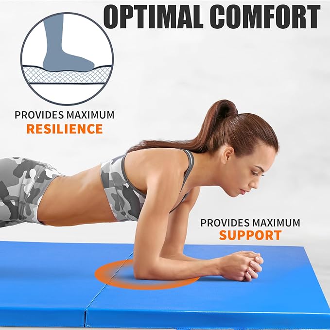 RitFit Upgraded Folding Exercise Mat, 2 Inch Thick Gymnastics Mat 3’x6’,4’x8’,4x10’,2'x8' with Carrying Handles for Yoga, MMA, Stretching, Core Workouts and Home Gym Protective Flooring