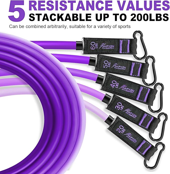 HPYGN Resistance Bands, Exercise Bands with Handles, Fitness Bands, Workout Bands with Door Anchor and Ankle Straps, for Heavy Resistance Training, Physical Therapy, Shape Body, Yoga, Home Workout Set