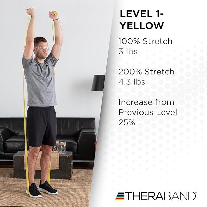 THERABAND Resistance Band 25 Yard Roll, Non-Latex Professional Elastic Stretch Bands for Upper & Lower Body Exercise Workouts, Physical Therapy, Lower Pilates, Flexibility, & Rehab, Dispenser Box