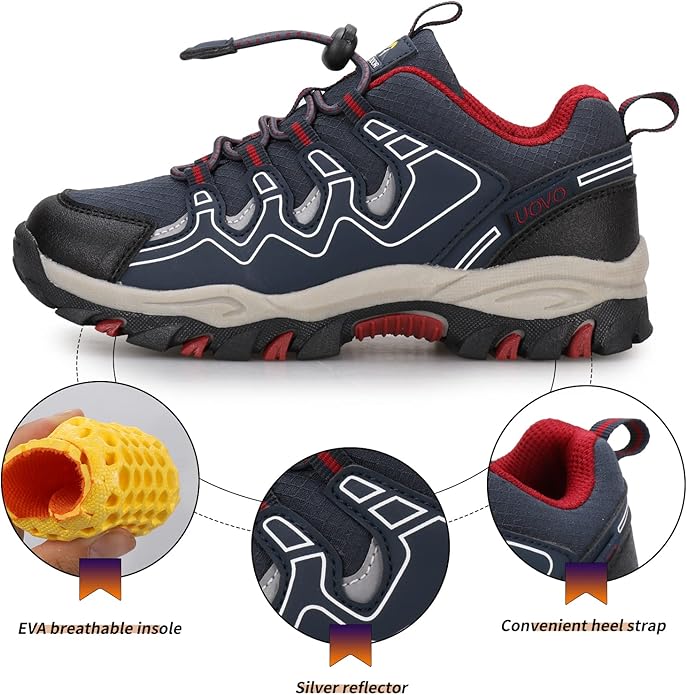 Boys Girls Hiking Trail Shoes Waterproof Slip Resistant Outdoor Trekking Walking Running Sneakers(Little/Big Kids)