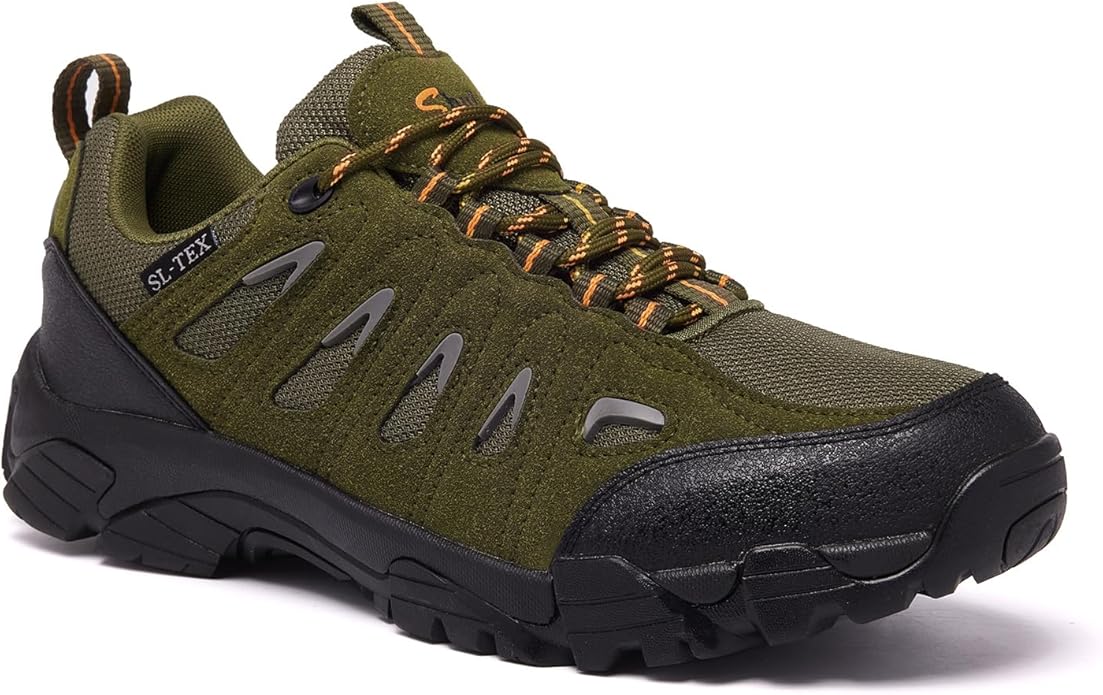 SHULOOK Men's Waterproof Hiking Shoes Lightweight Anti Slip Outdoor Ankle Boots Breathable Hike Trekking Trails Shoe
