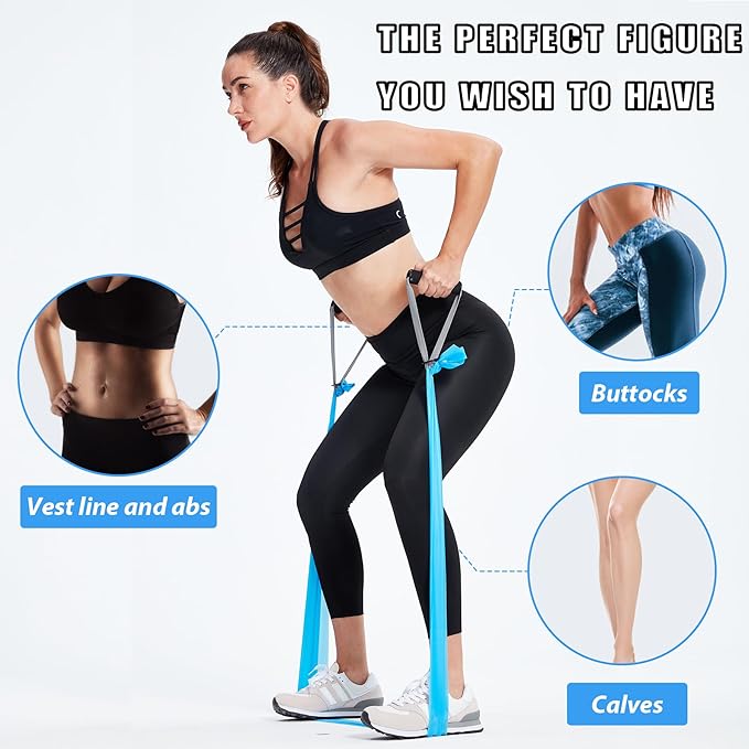 Resistance Bands for Working Out, Physical Therapy Bands, Latex Free Elastic and Exercise Bands Set for Stretching, Suitable for Rehab, Yoga, Pilates, Gym, Home Exercise