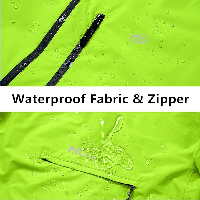 Men's Cycling Running Rain Jacket Lightweight Waterproof Biking Hiking Windbreaker Raincoat Reflective Packable