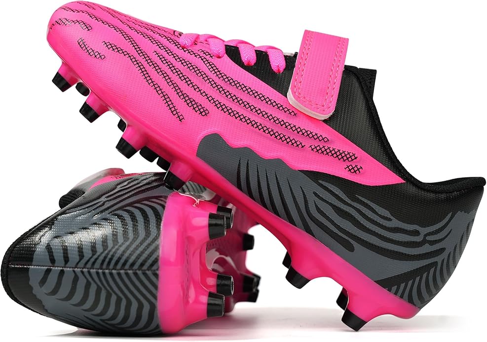 brooman Kids Firm Ground Soccer Cleats Boys Girls Athletic Football Shoes
