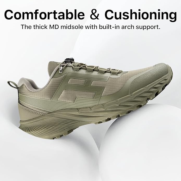 FREE SOLDIER Men's Trail Running Hiking Tactical Shoes - Breathable Lightweight Non-Slip Outdoor Sneakers for Walking Gym Backpacking Athletic Shoes