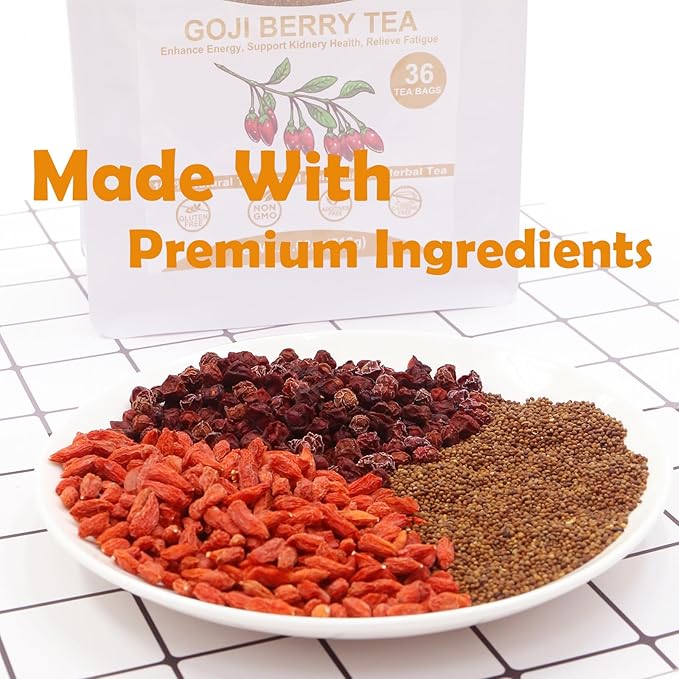 TEARELAE - Five Flavors Goji Berry Tea Bags - 6g x 36 Count - Traditional Herbal Tea Combination For Men - Non-GMO - Caffeine-free - Restore Passion & Digestion Support