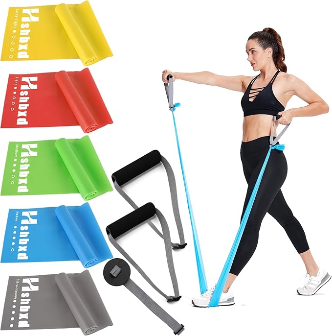 Resistance Bands for Working Out, Physical Therapy Bands, Latex Free Elastic and Exercise Bands Set for Stretching, Suitable for Rehab, Yoga, Pilates, Gym, Home Exercise