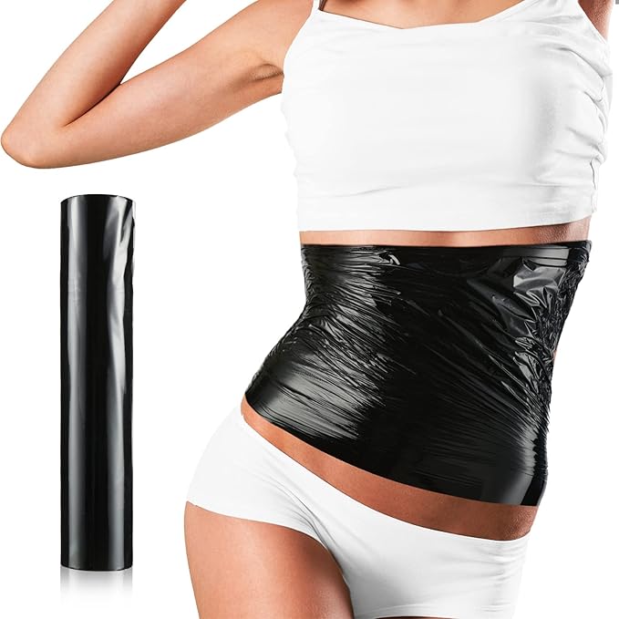 60 Meters Black Osmotic Plastic Body Wrap, Workout and Sweat Enhancer Stomach Wrap Body Wrap Film Applicator Power Wrap(1 Roll)