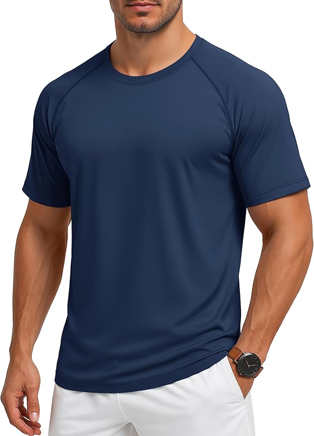 MAGCOMSEN Men's Short Sleeve UPF 50+ Sun Protection Shirts Quick Dry Athletic T-Shirt Hiking Running Swimming Rash Guard