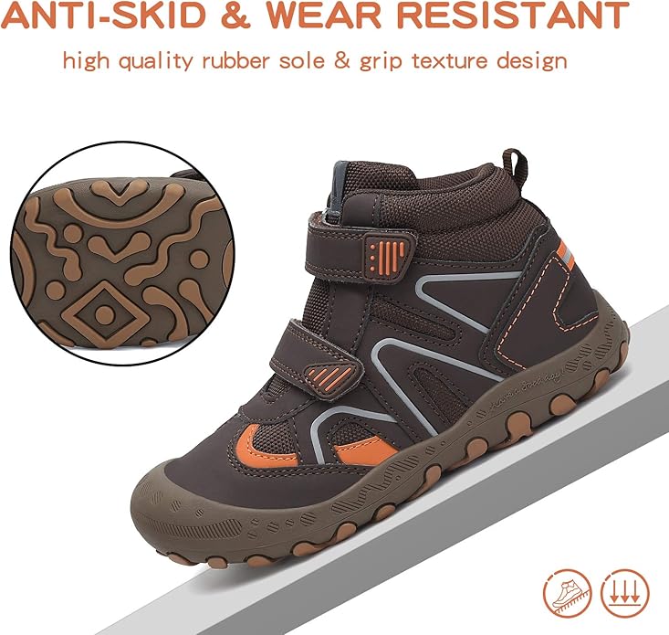 Mishansha Kids Water Resistant Hiking Boots, Boys Girls Anti Collision Anti-Skid Athletic Outdoor Adventure Trekking Shoes