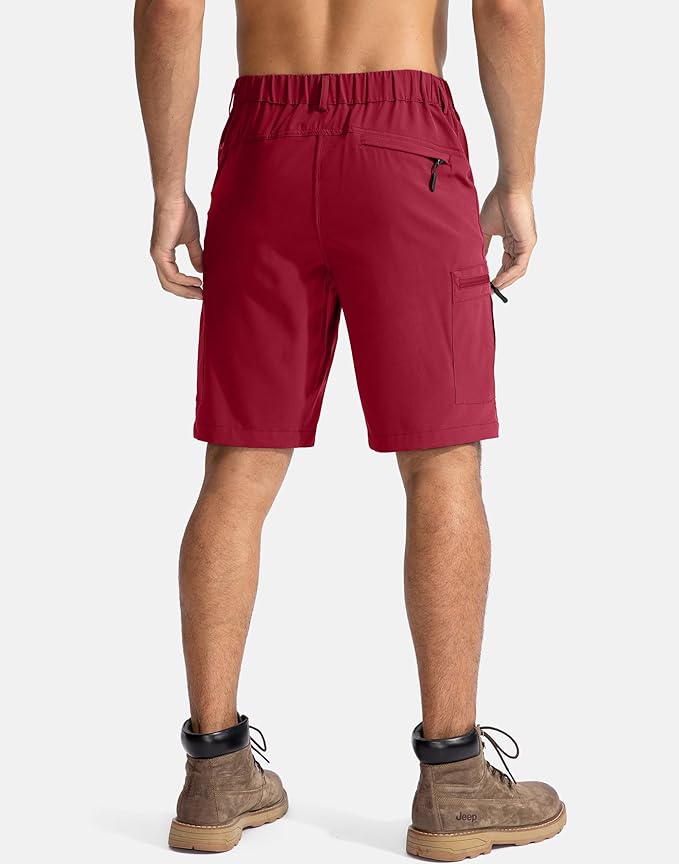 Pudolla Men's Hiking Cargo Shorts 9" Lightweight Outdoor Work Shorts for Men Travel Golf Camping Casual with 5 Zipper Pockets
