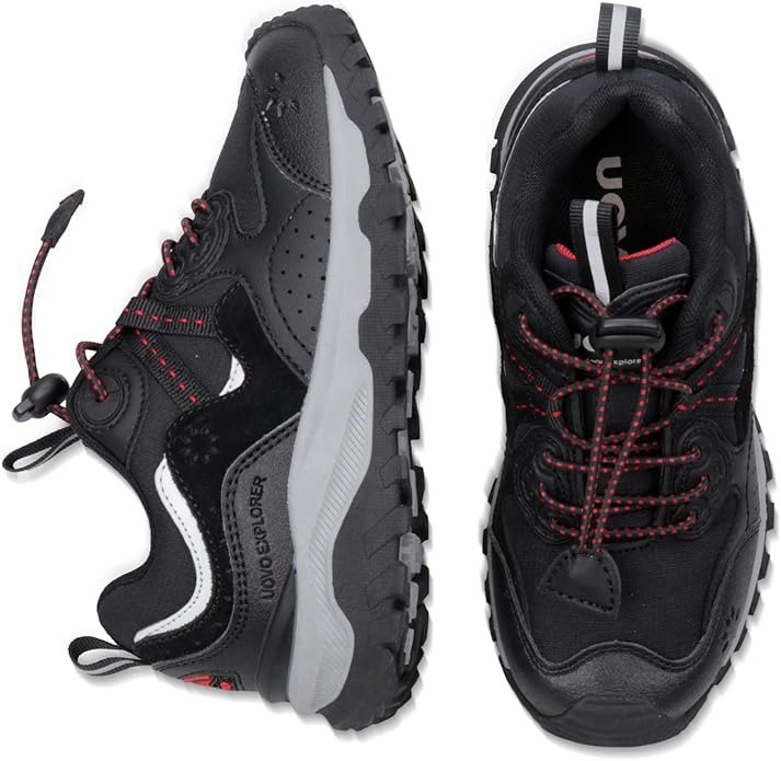 UOVO Boys Girls Hiking Shoes Kids Waterproof Running Trail Fashion Sneakers Breathable Lightweight Non-Slip Outdoor Walking Sports Shoe(Little/Big Kids)