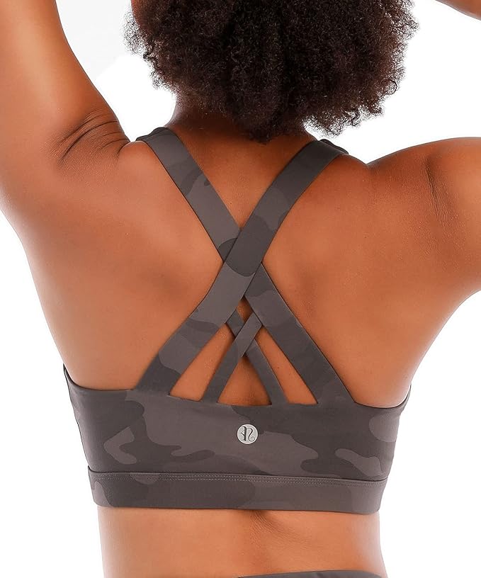 RUNNING GIRL Sports Bra for Women, Criss-Cross Back Padded Strappy Sports Bras Medium Support Yoga Bra with Removable Cups