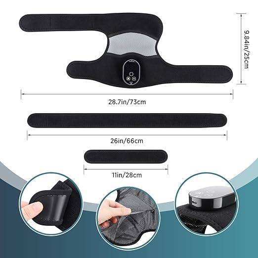 Electric Heated Knee Massager, 3-in-1 Cordless Knee Brace with Heat and Massage for Knee Elbow Shoulder Wrap with 3 Vibration & Heating Modes