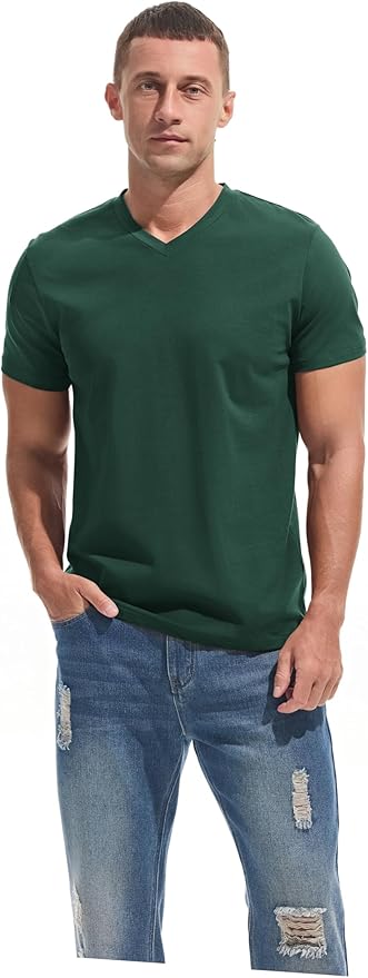 VEIISAR Premium V Neck T Shirts for Men - Modern Fitted Tees Vneck Undershirts