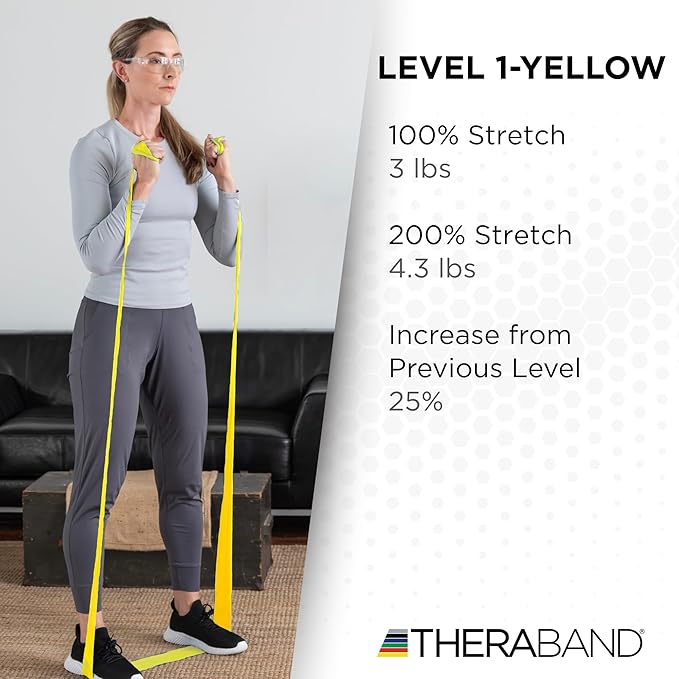 THERABAND Resistance Bands, 50 Yard Roll Professional Latex Elastic Fitness Band For Upper & Lower Body & Core Exercise, Physical Therapy, Pilates, Yoga, Stretching, Home Workouts, & Rehab