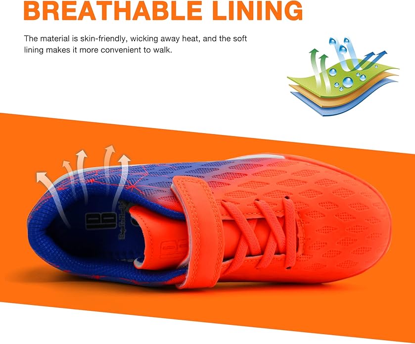 brooman Kids Indoor Soccer Shoes Boys Girls Soccer Cleats Athletic Turf Shoes