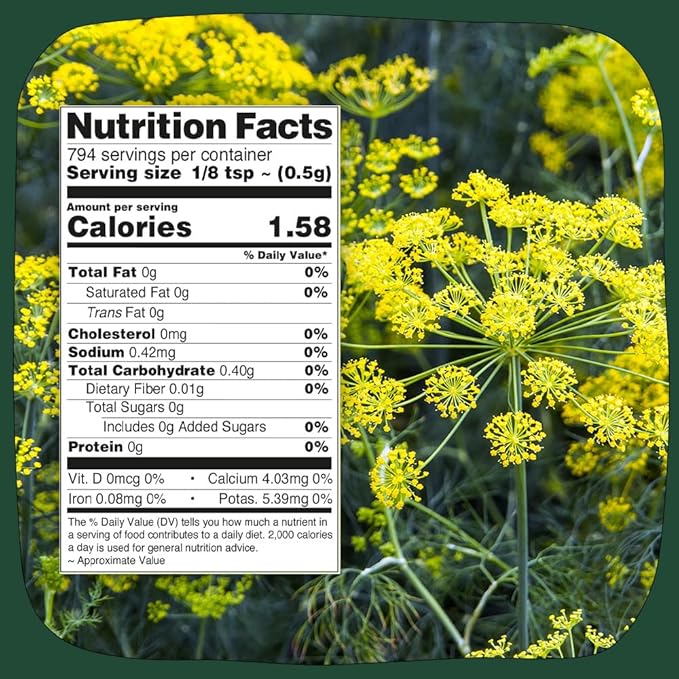 Fennel Seeds (397g/14oz) Tested for Quality | Raw Fennel Seed | Perfect for Cooking, Teas, Smoothies & Lattes | Bulk Whole Seeds in Resealable Zip Lock Pouch