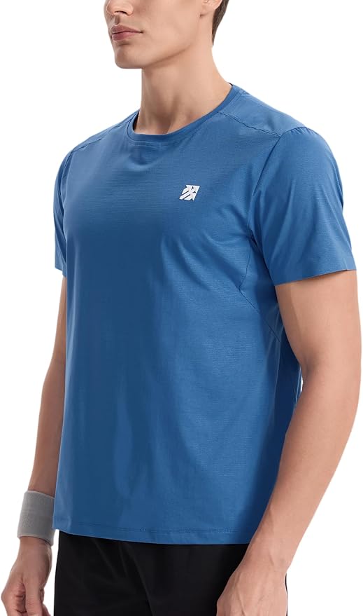 Mens Seamless Workout T-Shirts Lightweight Moisture Wicking Running Hiking Camping Tennis Pickleball Shirts for Men