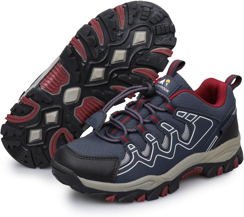 Boys Girls Hiking Trail Shoes Waterproof Slip Resistant Outdoor Trekking Walking Running Sneakers(Little/Big Kids)