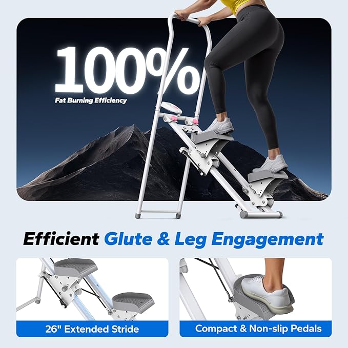 MERACH Stair Stepper for Home Gym Exercise, New Version Vertical Climber Machine for Full-Body Workout, Compact Folding Cardio Exercise Climber with Extended Step Range, Adjustable Handlebar & Pedals