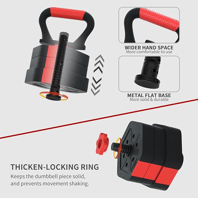 VIVITORY Dumbbell Sets Adjustable Weights, Free Weights with Connector, Non-Rolling Adjustable Dumbbell Set, Barbell for Home Gym, Hexagon, Cement Mixture