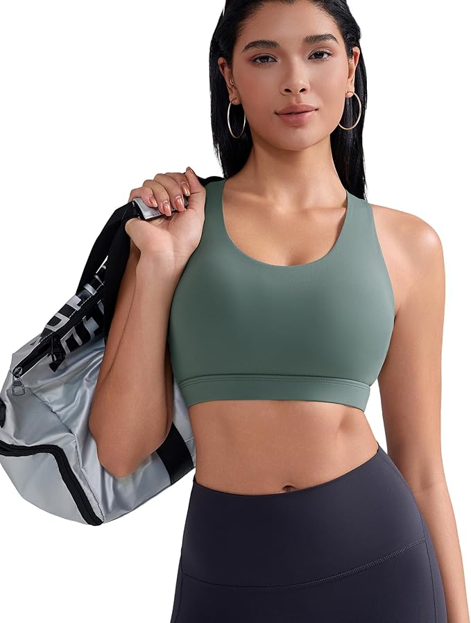 RUNNING GIRL Sports Bra for Women, Criss-Cross Back Padded Strappy Sports Bras Medium Support Yoga Bra with Removable Cups