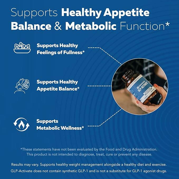 GLP-Activate | Hunger & Metabolism Support - Formulated to Help Support GLP-1 Pathways - Expert Formulated Supplement - 1 Capsule for Balanced Appetite & Metabolic Wellness Daily (90 Servings)
