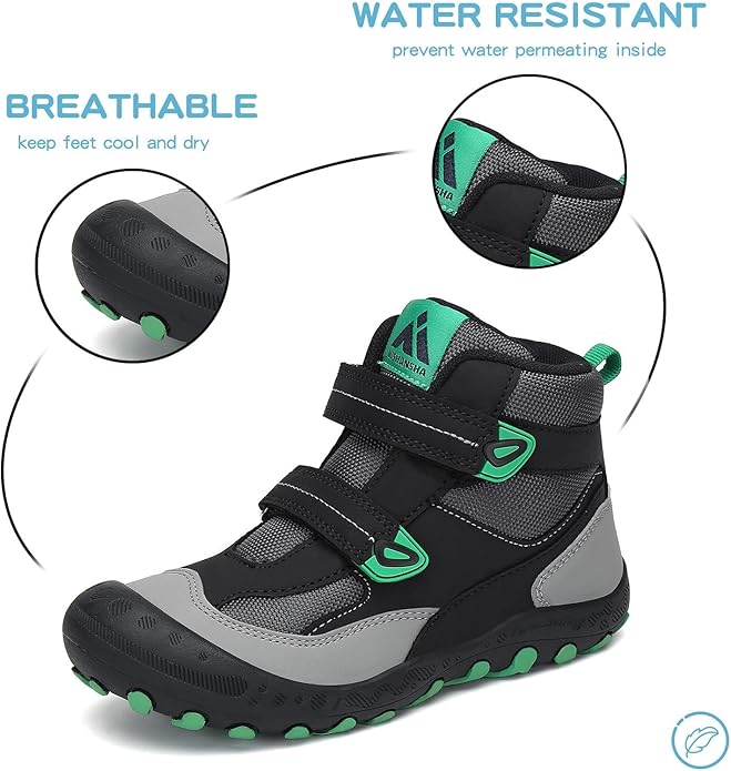 Mishansha Kids Water Resistant Hiking Boots, Boys Girls Anti Collision Anti-Skid Athletic Outdoor Adventure Trekking Shoes