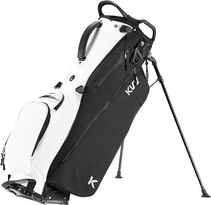 KVV Lightweight Golf Stand Bag with 7 Way Full-Length Dividers, 5 Zippered Pockets, Automatically Adjustable Dual Straps，Elegant Design