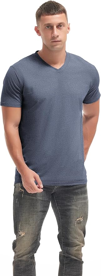 VEIISAR Premium V Neck T Shirts for Men - Modern Fitted Tees Vneck Undershirts